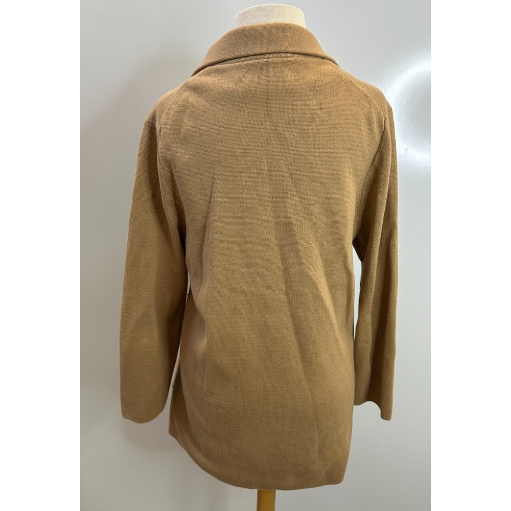 Quince 100% Organic Cotton Knit Blazer Camel Brown Size Medium Open Pockets - Picture 12 of 14